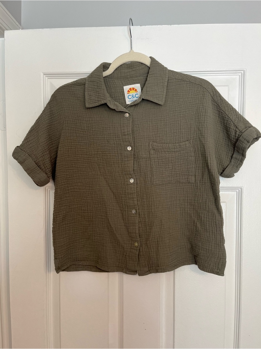 C&C 100% Cotton California Olive Green Gauze Shirt
